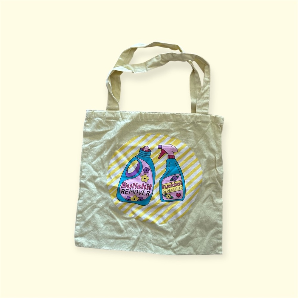 Graphic Print Yellow Tote Bag